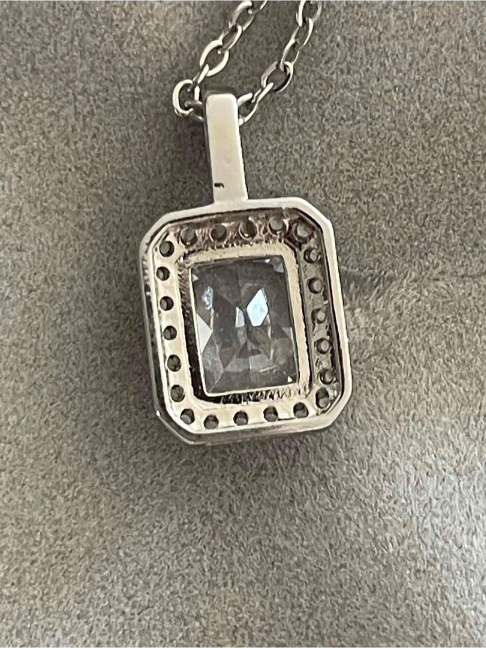 Sterling Silver White Halo Moissanite Pendant Necklace Jewelry - Picture 5 of 9